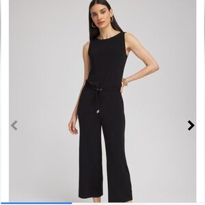 NWT Chico's Travelers Tie Waist Jumpsuit Black Size 1P (Medium Petite)